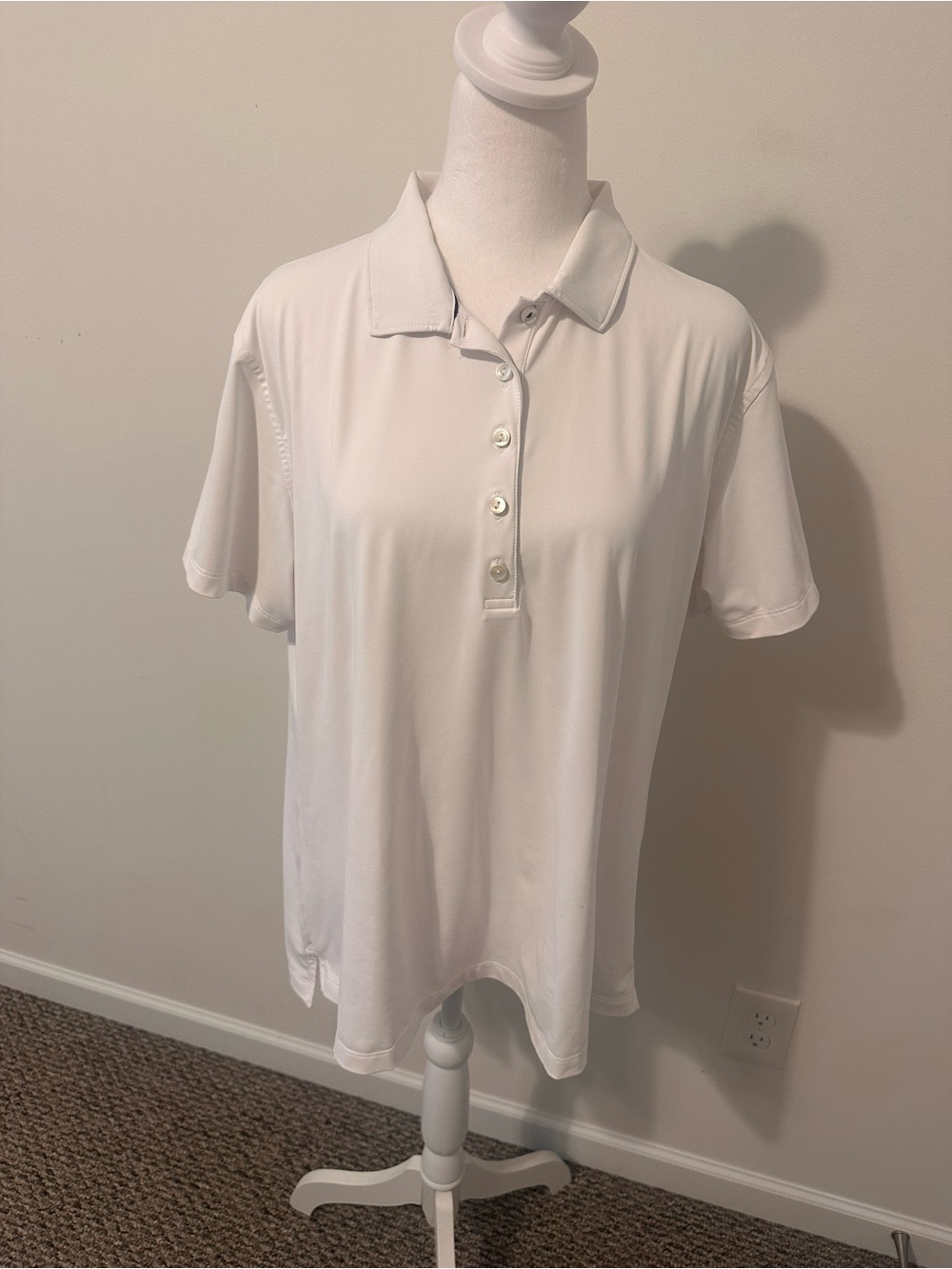 Peter Millar Women’s White Polo Golf Top with Blue Trim Size XXL